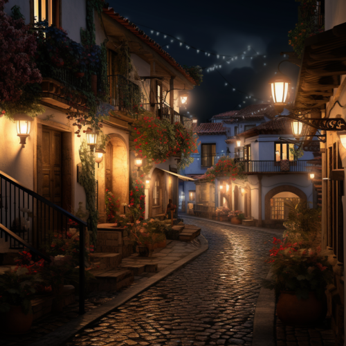 airbeagle_a_spanish_colonial_town_on_the_harbor_midnight_with_l_9fa47c2f-0686-4c60-bf77-2724bfc0f7c4