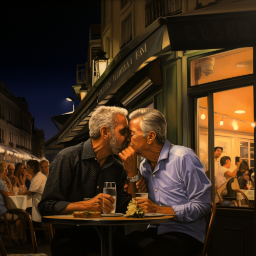 airbeagle_two_gay_60-year-old_men_kissing_at_a_sidewalk_cafe_in_b2158a96-25b4-4cb0-9e04-8f4e7a3a28ab