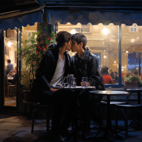 airbeagle_two_gay_young_men_kissing_at_a_sidewalk_cafe_Rue_du_S_5ad28cfc-b341-4504-a1d6-8e6e832cc302