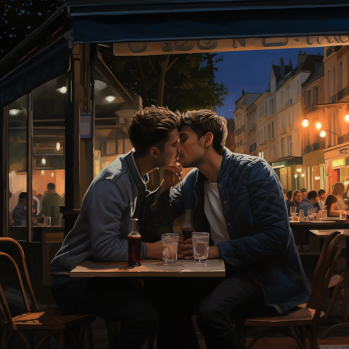 airbeagle_two_gay_young_men_kissing_at_a_sidewalk_cafe_Rue_du_S_d195bcb2-36cc-49b3-8d73-f8a9be3c730d